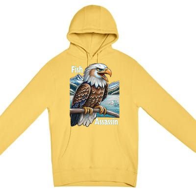 Majestic Eagle Fisher Overlooking A Mountain Lake Cool Gift Premium Pullover Hoodie