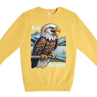 Majestic Eagle Fisher Overlooking A Mountain Lake Cool Gift Premium Crewneck Sweatshirt