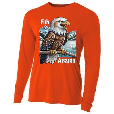 Majestic Eagle Fisher Overlooking A Mountain Lake Cool Gift Cooling Performance Long Sleeve Crew