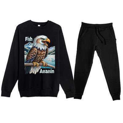 Majestic Eagle Fisher Overlooking A Mountain Lake Cool Gift Premium Crewneck Sweatsuit Set