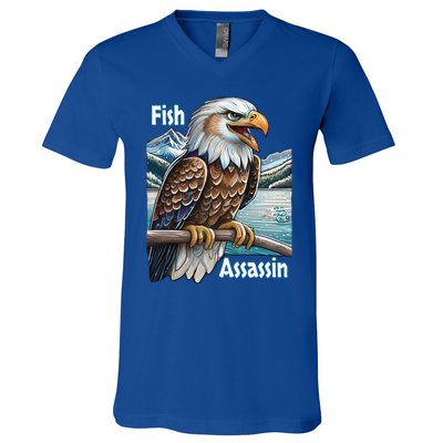 Majestic Eagle Fisher Overlooking A Mountain Lake Cool Gift V-Neck T-Shirt