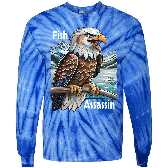 Majestic Eagle Fisher Overlooking A Mountain Lake Cool Gift Tie-Dye Long Sleeve Shirt