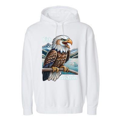 Majestic Eagle Fisher Overlooking A Mountain Lake Cool Gift Garment-Dyed Fleece Hoodie