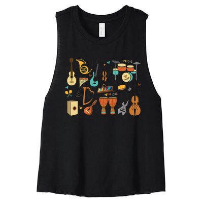 Music Education Funny for Music Teacher Women's Racerback Cropped Tank