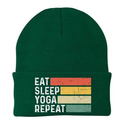 Meditation Exercise Funny Vintage Gift Eat Sleep Yoga Repeat Gift Knit Cap Winter Beanie