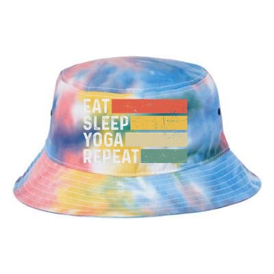 Meditation Exercise Funny Vintage Gift Eat Sleep Yoga Repeat Gift Tie Dye Newport Bucket Hat