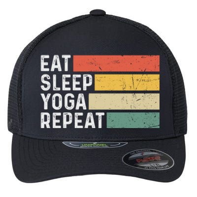 Meditation Exercise Funny Vintage Gift Eat Sleep Yoga Repeat Gift Flexfit Unipanel Trucker Cap