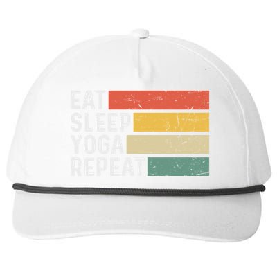 Meditation Exercise Funny Vintage Gift Eat Sleep Yoga Repeat Gift Snapback Five-Panel Rope Hat