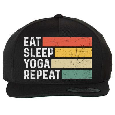 Meditation Exercise Funny Vintage Gift Eat Sleep Yoga Repeat Gift Wool Snapback Cap