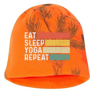 Meditation Exercise Funny Vintage Gift Eat Sleep Yoga Repeat Gift Kati - Camo Knit Beanie