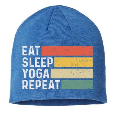 Meditation Exercise Funny Vintage Gift Eat Sleep Yoga Repeat Gift Sustainable Beanie