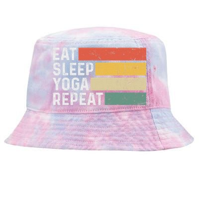 Meditation Exercise Funny Vintage Gift Eat Sleep Yoga Repeat Gift Tie-Dyed Bucket Hat