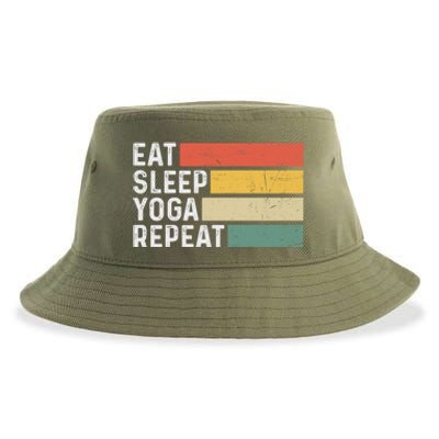 Meditation Exercise Funny Vintage Gift Eat Sleep Yoga Repeat Gift Sustainable Bucket Hat