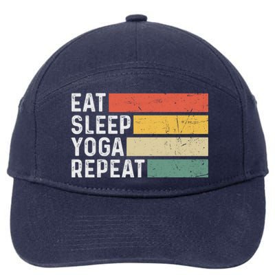 Meditation Exercise Funny Vintage Gift Eat Sleep Yoga Repeat Gift 7-Panel Snapback Hat