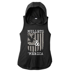 Mullet Eagle Flag Mullets And Merica | Party In The Back Ladies PosiCharge Tri-Blend Wicking Draft Hoodie Tank