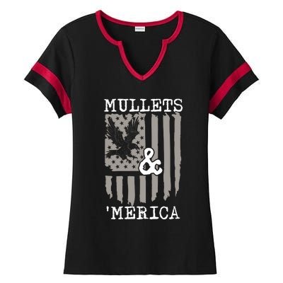 Mullet Eagle Flag Mullets And Merica | Party In The Back Ladies Halftime Notch Neck Tee