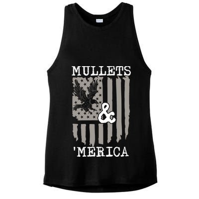 Mullet Eagle Flag Mullets And Merica | Party In The Back Ladies PosiCharge Tri-Blend Wicking Tank
