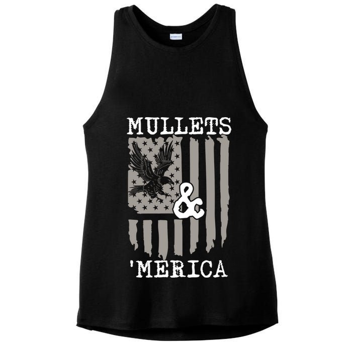 Mullet Eagle Flag Mullets And Merica | Party In The Back Ladies PosiCharge Tri-Blend Wicking Tank