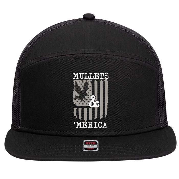 Mullet Eagle Flag Mullets And Merica | Party In The Back 7 Panel Mesh Trucker Snapback Hat