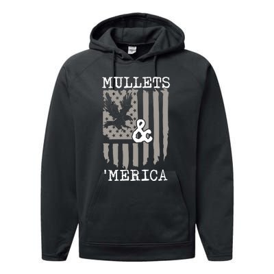 Mullet Eagle Flag Mullets And Merica | Party In The Back Performance Fleece Hoodie