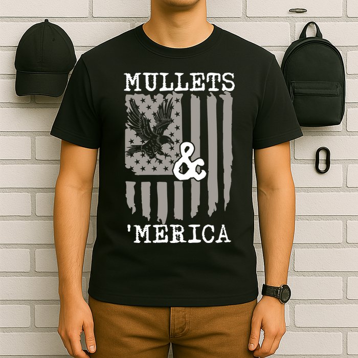 Mullet Eagle Flag Mullets And Merica | Party In The Back T-Shirt