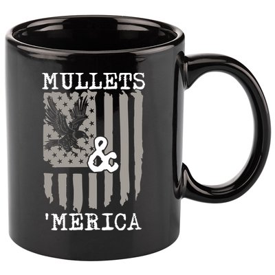 Mullet Eagle Flag Mullets And Merica | Party In The Back 11oz C Handle Ceramic Mug