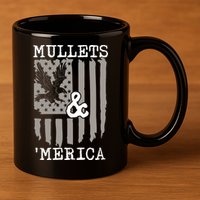 Mullet Eagle Flag Mullets And Merica | Party In The Back 11oz C Handle Ceramic Mug