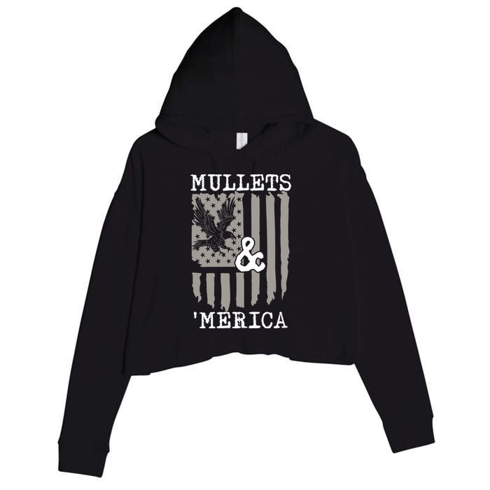 Mullet Eagle Flag Mullets And Merica | Party In The Back Crop Fleece Hoodie