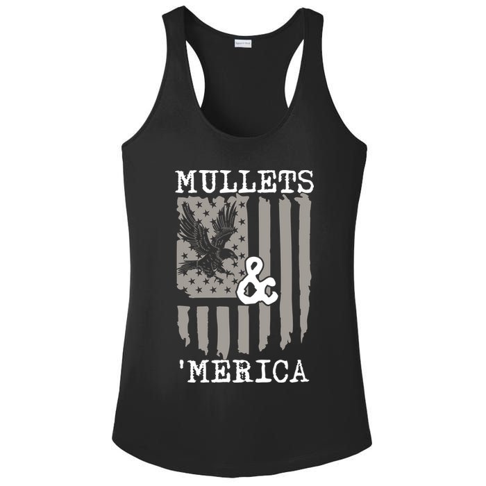 Mullet Eagle Flag Mullets And Merica | Party In The Back Ladies PosiCharge Competitor Racerback Tank