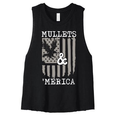 Mullet Eagle Flag Mullets And Merica | Party In The Back Women's Racerback Cropped Tank