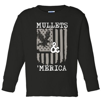Mullet Eagle Flag Mullets And Merica | Party In The Back Toddler Long Sleeve Shirt