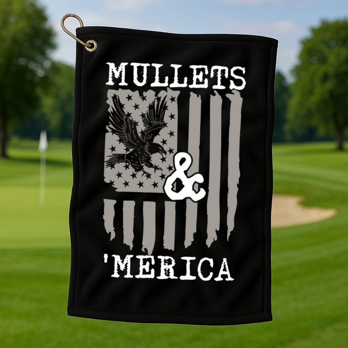 Mullet Eagle Flag Mullets And Merica | Party In The Back Golf Towel