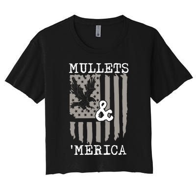 Mullet Eagle Flag Mullets And Merica | Party In The Back Women's Crop Top Tee