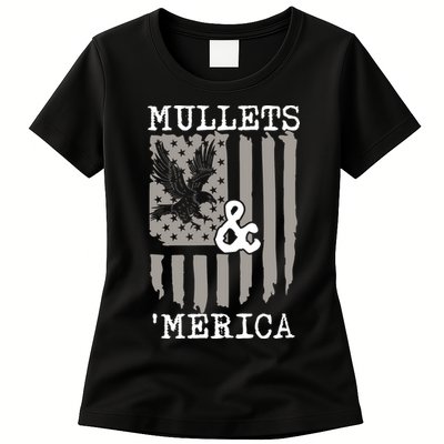 Mullet Eagle Flag Mullets And Merica | Party In The Back Womens T-Shirt