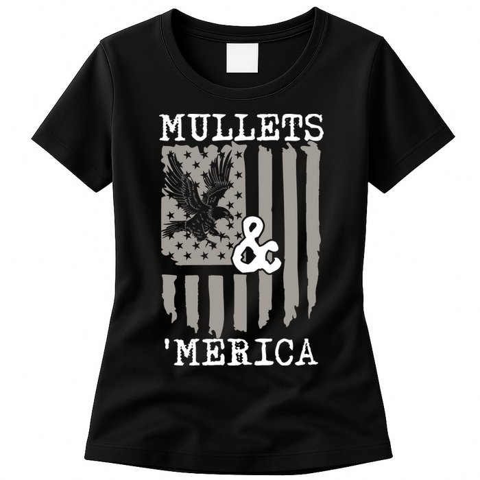 Mullet Eagle Flag Mullets And Merica | Party In The Back Womens T-Shirt