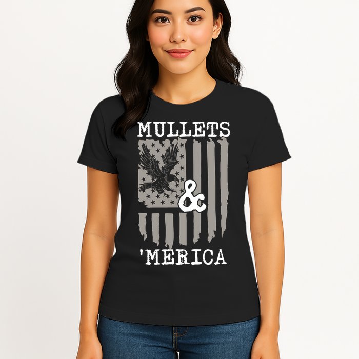 Mullet Eagle Flag Mullets And Merica | Party In The Back Womens T-Shirt