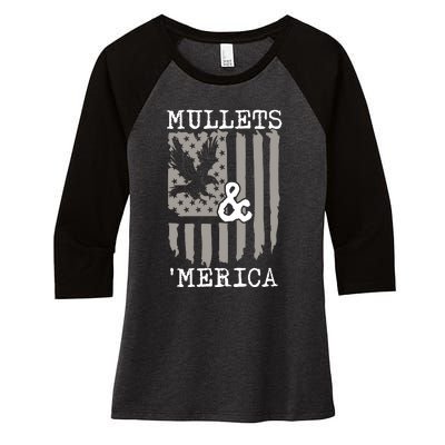 Mullet Eagle Flag Mullets And Merica | Party In The Back Women's Tri-Blend 3/4-Sleeve Raglan Shirt