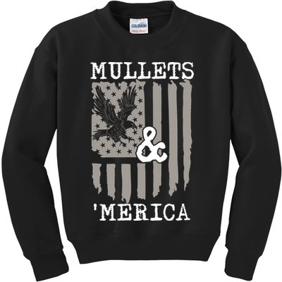 Mullet Eagle Flag Mullets And Merica | Party In The Back Kids Sweatshirt