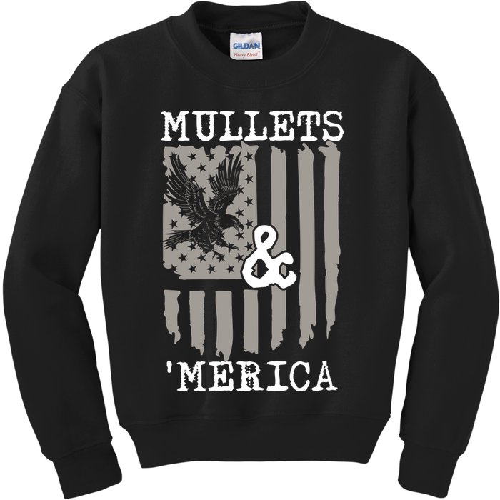 Mullet Eagle Flag Mullets And Merica | Party In The Back Kids Sweatshirt