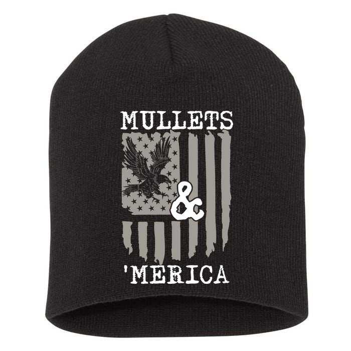 Mullet Eagle Flag Mullets And Merica | Party In The Back Short Acrylic Beanie