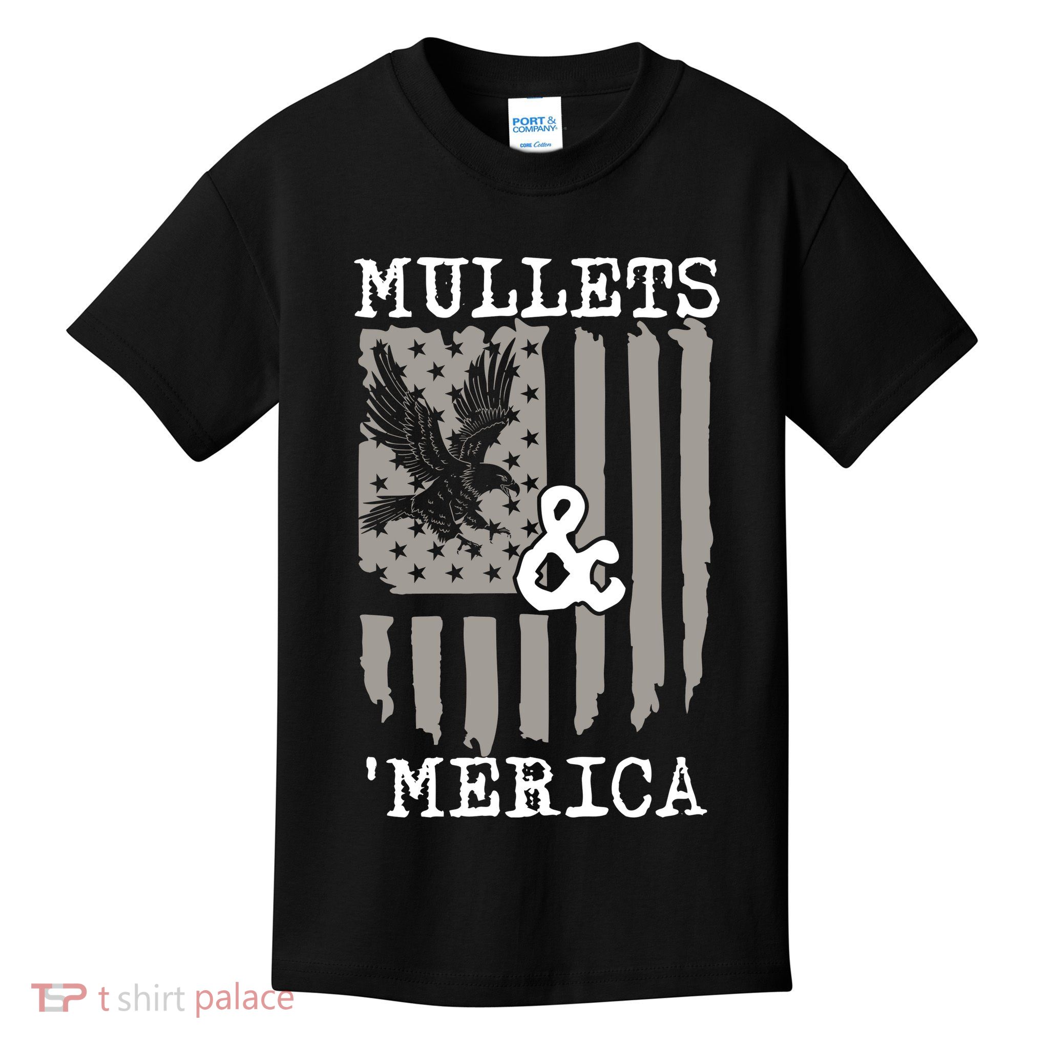 Mullet Eagle Flag Mullets And Merica | Party In The Back Kids T-Shirt