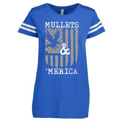 Mullet Eagle Flag Mullets And Merica | Party In The Back Enza Ladies Jersey Football T-Shirt