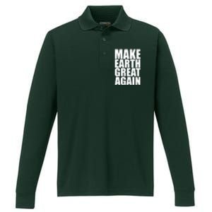 Make Earth Great Again Performance Long Sleeve Polo