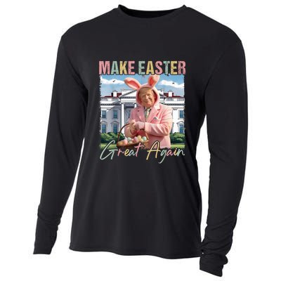 Make Easter Great Again Funny Trump Bunny Spring Hunt Eggs Cooling Performance Long Sleeve Crew