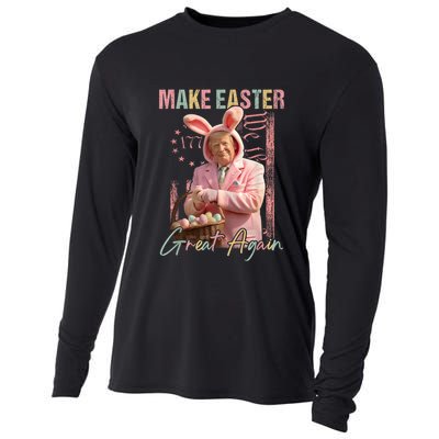 Make Easter Great Again Funny Trump Bunny Spring Hunt Eggs Cooling Performance Long Sleeve Crew