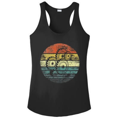 Mechanical Engineer Gifts Funny Retro Cogs Engineering Gear Ladies PosiCharge Competitor Racerback Tank