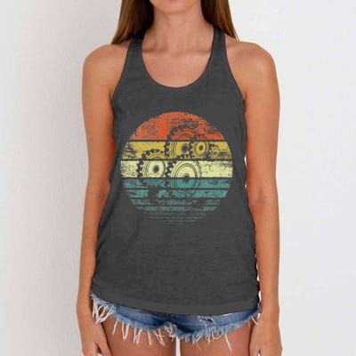 Mechanical Engineer Gifts Funny Retro Cogs Engineering Gear Women's Knotted Racerback Tank