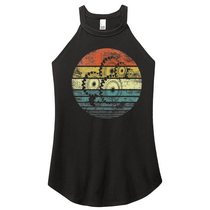 Mechanical Engineer Gifts Funny Retro Cogs Engineering Gear Women's Perfect Tri Rocker Tank