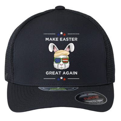 Make Easter Great Again Funny Trump Bunny Gift Usa Flag Gift Flexfit Unipanel Trucker Cap