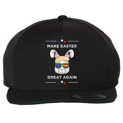 Make Easter Great Again Funny Trump Bunny Gift Usa Flag Gift Wool Snapback Cap